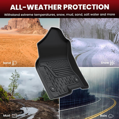 LASFIT Floor Mats for 2019-2025 2026 Ram 2500/3500 Crew Cab Bucket Seat for Carpet & Vinyl Floor (NOT fit Model with PTO Kit), All Weather TPE Custom Fit Car Mats Floor Liners 1st & 2nd Row, Black
