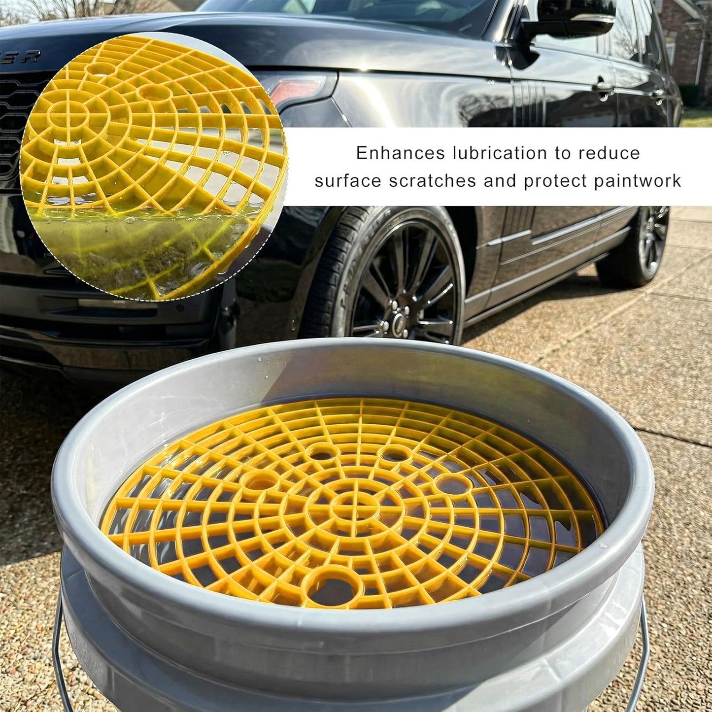 2PCS Car Wash Bucket Insert, Auto Washing Dirt Guard Insert Detailing Cleaning Tool Removes Dirt Debris, Wash Bucket Grit Trap Filter Fits 12 Inch Diameter or 3-5 Gallon Buckets (Black)