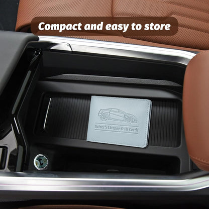 Car Registration and Insurance Holder, Leather Vehicle Document Card Glove Box Organizer, Essential Small Auto Driver License Case, Universal Automotive Interior Accessories(Black)