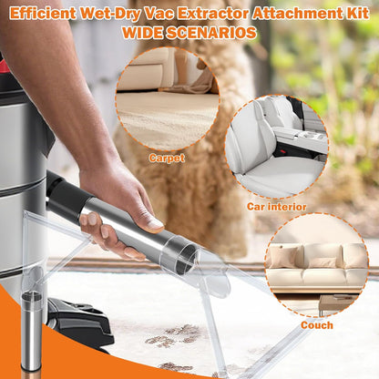 Shop Vac Extractor Attachment Kit for Wet/Dry Vacuum, Universal Hose Adapter for Carpet Upholstery Cleaning & Auto Detailing