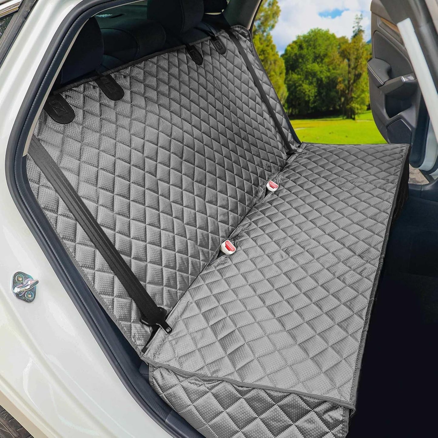 PETICON Waterproof Scratchproof Pet Bench Seat Covers for Cars, SUVs, Nonslip Durable Back Seat Cover for Dogs, 600D Oxford Fabric, Machine Washable