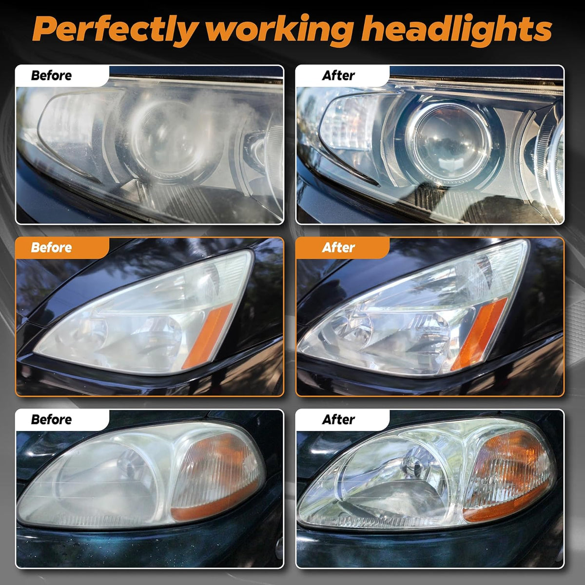 Clear Lights Tech, Headlight Restoration Kit - Headlight Cleaner 3-Wipe System, Restores Clarity, Removes Yellowing & Oxidation, Improves Nighttime Driving Safety, Long Lasting UV Protection.