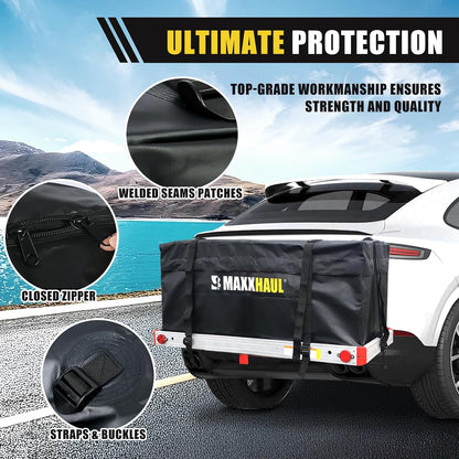 MaxxHaul Rooftop Cargo Bag 15 Cu Ft - Waterproof Universal Car Roof Carrier with Luggage Lock - No Rack Needed - Anti-Slip Mat - 100 lb Capacity - for Cars & SUV's (50719)