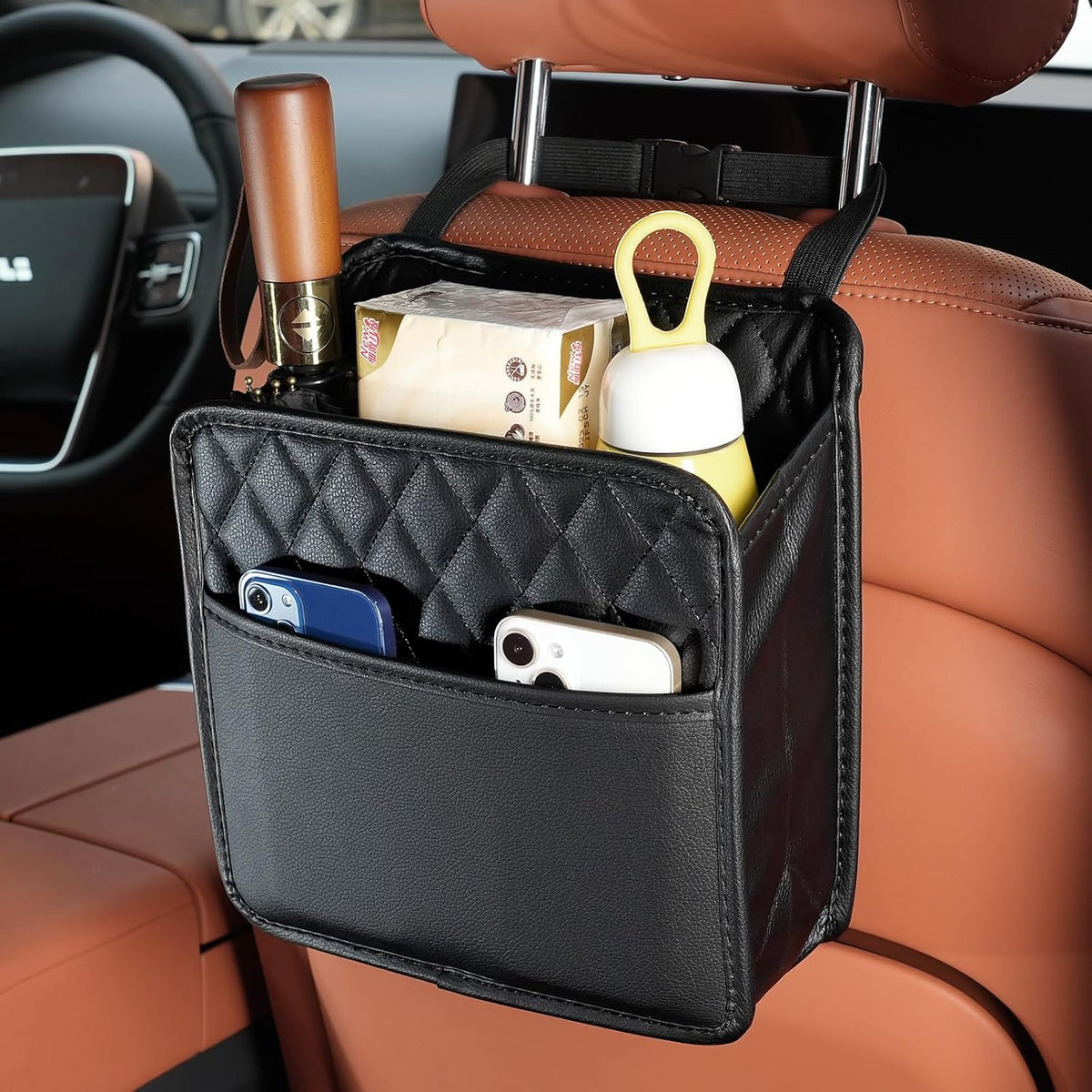 FrgKbTm Car Seat Back Hanging Bag Car Document Holder Multi-Pocket Bottle Bag Storage Box Organizer Travel Tidy Pouch Pocket Kids