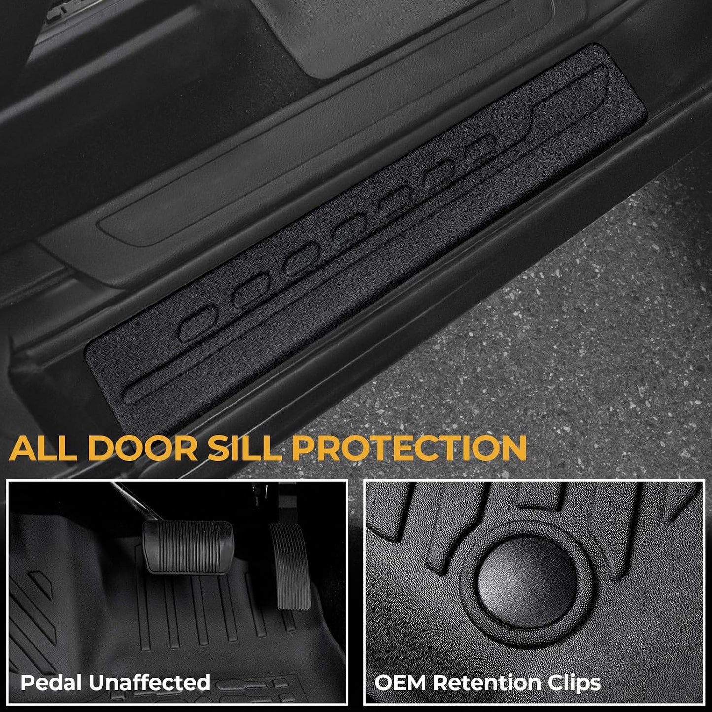 Floor Mats for Jeep Cherokee 2019-2023, All Weather Floor Mats Trunk Cargo Liner with Backrest Protectors and Door Sill Guards Accessories, Full Coverage Set