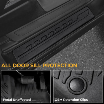 Floor Mats for Jeep Cherokee 2019-2023, All Weather Floor Mats Trunk Cargo Liner with Backrest Protectors and Door Sill Guards Accessories, Full Coverage Set