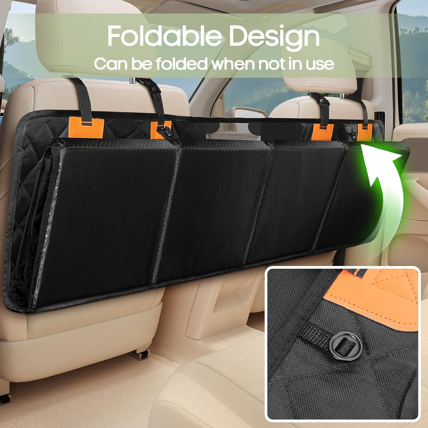 Dog Car Seat Cover for Back Seat, Hard Bottom Back Seat Extender Supports 400lbs, Waterproof Rear Seat Pet Cover, Dog Hammock with Mesh Window for Car SUV