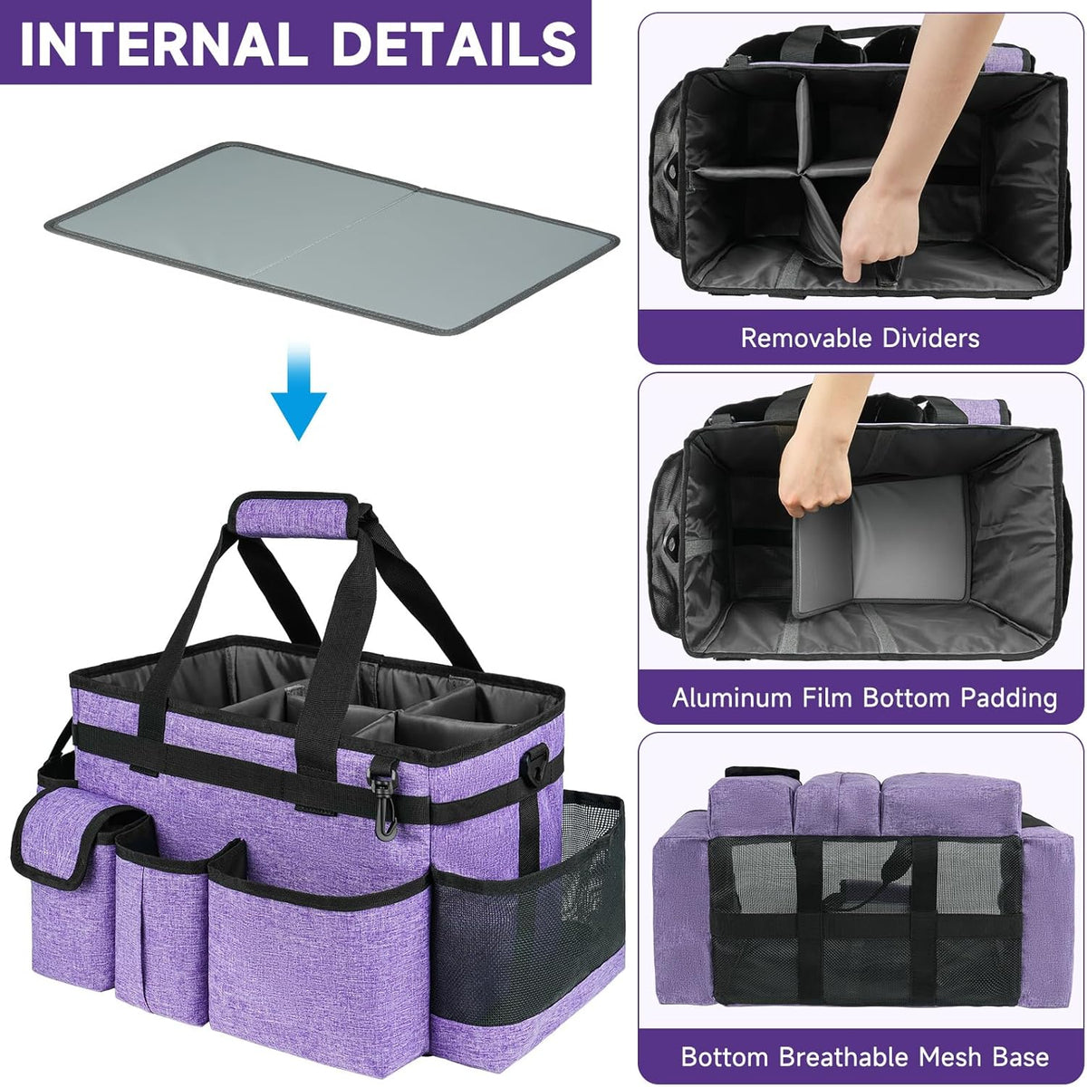 Cleaning Caddy,Cleaning Bag for Housekeepers,Cleaning Supplies Organizer with Handle,Black