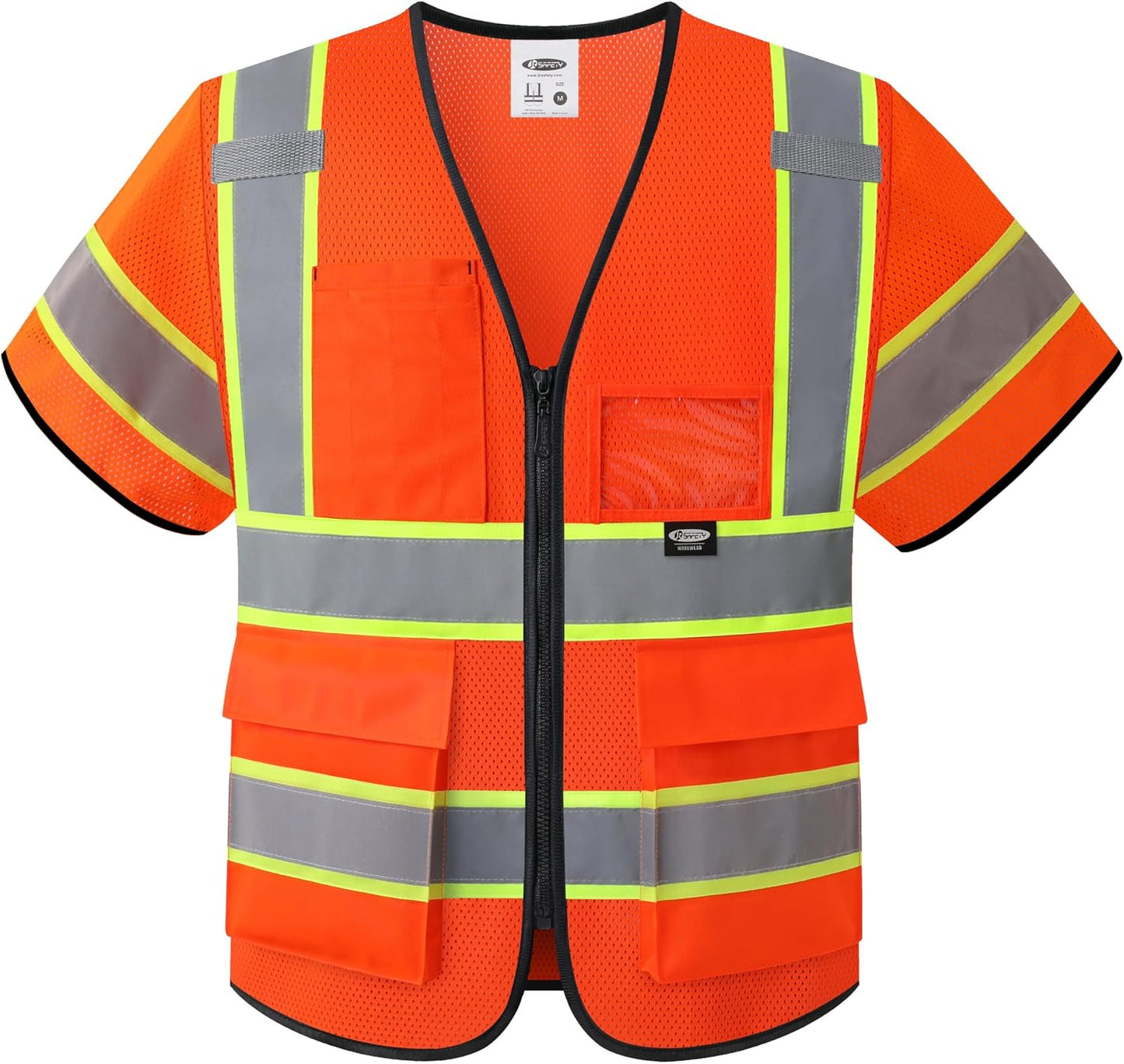 JKSafety Safety Vest for men women Hi Vis Reflective Vest with Pockets and Zipper High Visibility Meet ANSI Standard（BX320