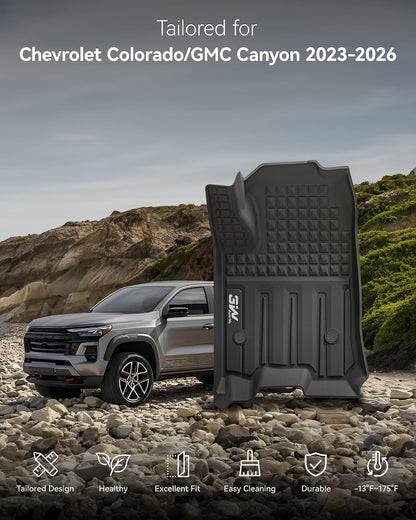 3W Floor Mats & Cargo Liner Fit for 2021 2022 2023 2024 2025 2026 Chevy Tahoe/GMC Yukon/Cadillac Escalade 7 Seat, TPE All Weather Custom Fit Car Accessories Heavy Duty Rubber Full Set Trunk Mats - Colors A