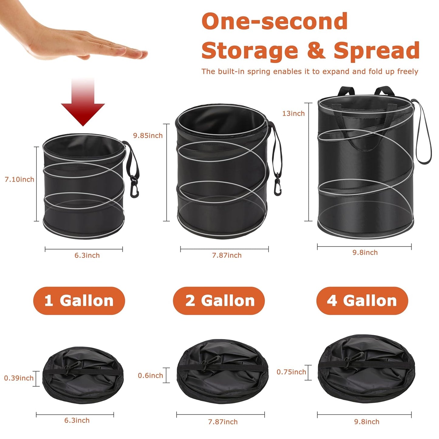 Ginsco 4 Gallons New Leakproof Car Trash Can, Large Trash Can Pop-up Collapsible Hanging Car Trash Bin, Waterproof PEVA Liner Open-Top Garbage Can for Cars Home Office Camping