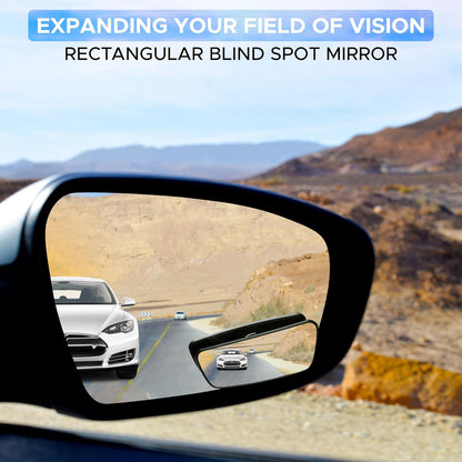 EcoNour Blind Spot Car Mirror (2 Pack) | Wide Angle for 3x Larger View | Universal Car Rear View Mirror with Rain Guard | Side Blind Spot with Adjustable Stick for Cars, SUVs, and Trucks