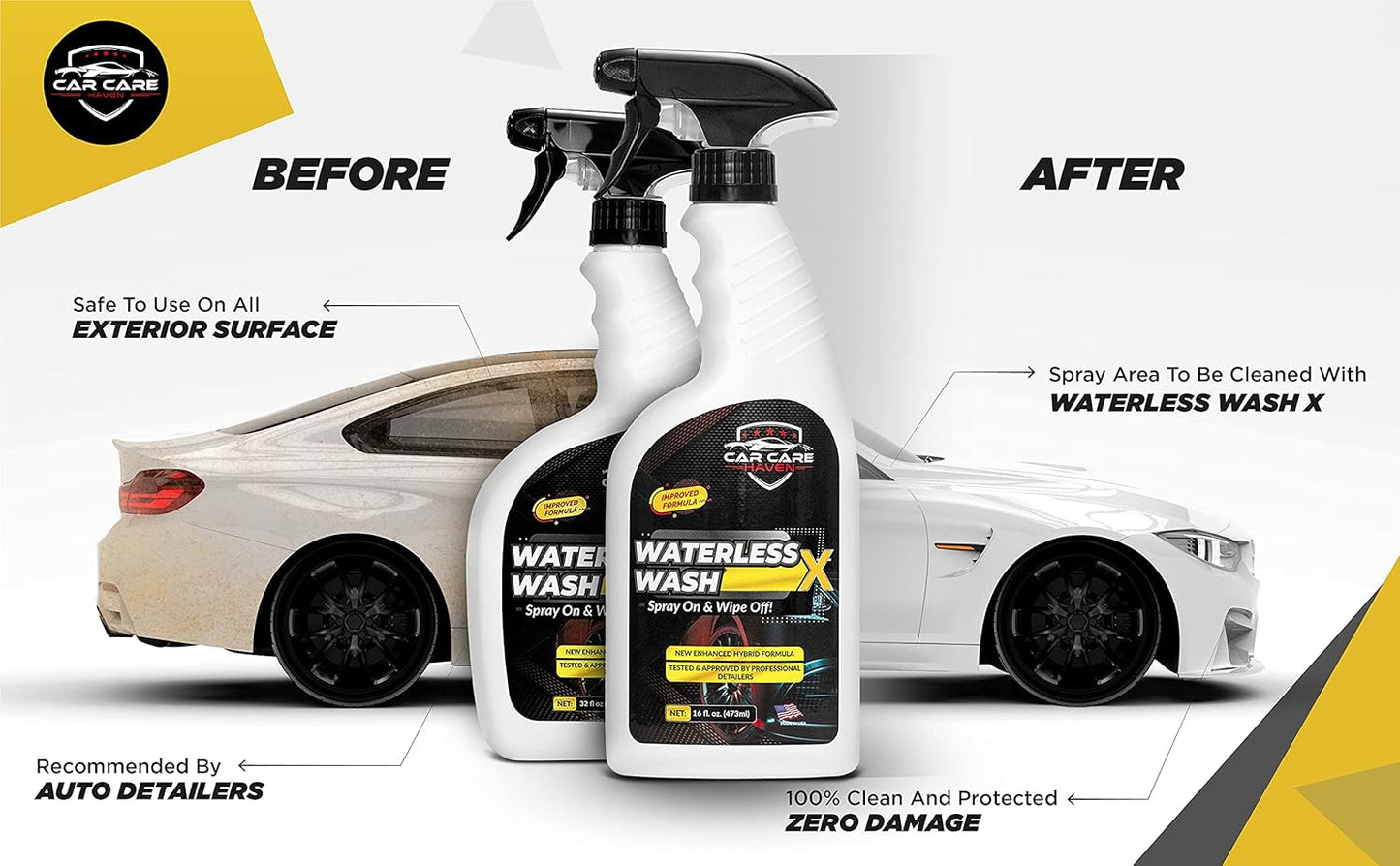 Waterless Wash X-Car Detailing Without Water (128 oz Gallon) Quick Detailer for Any Vehicle-Wash in Your Garage, at Work, or Anywhere-Spray On & Wipe Off