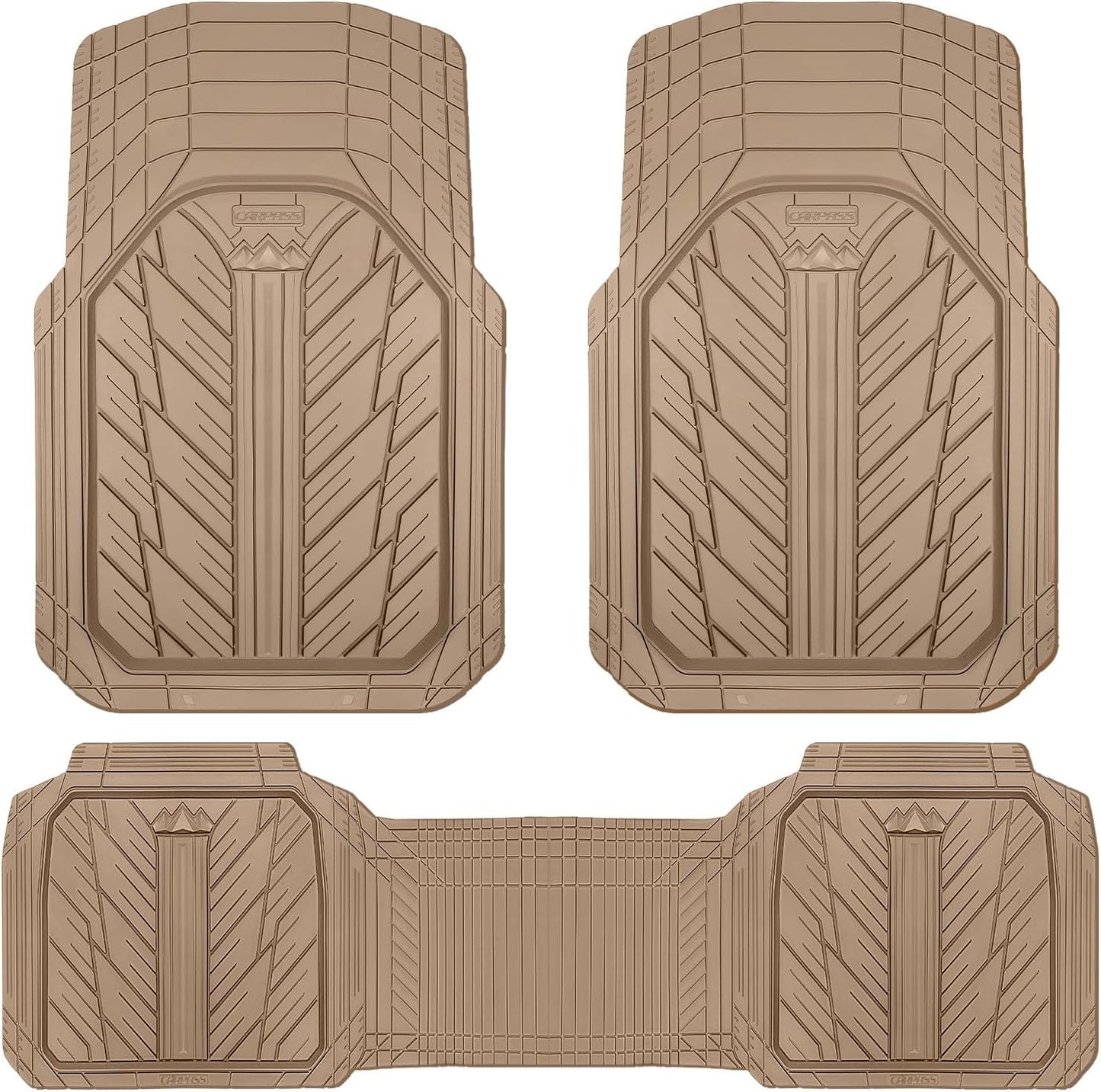 CAR PASS Heavy Rubber Car Floor Mats, Deep Waterproof Car Mats All Weather, Universal Trim-to Fit Automotive Floor Mats for Car SUV Truck Van, Durable Floor Liners Solid Black