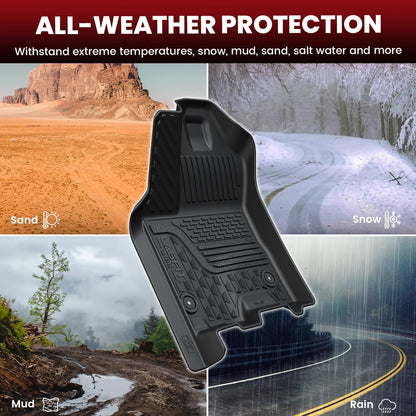 LASFIT Floor Mats for 2019-2025 2026 Ram 2500/3500 Crew Cab Bucket Seat for Carpet & Vinyl Floor (NOT fit Model with PTO Kit), All Weather TPE Custom Fit Car Mats Floor Liners 1st & 2nd Row, Black