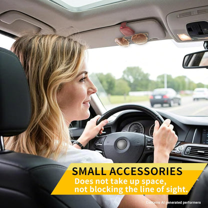Yuoyar Magnetic Leather Sunglasses Holder for Car, 2 Packs (Black) | Magnetic Car Visor Accessories