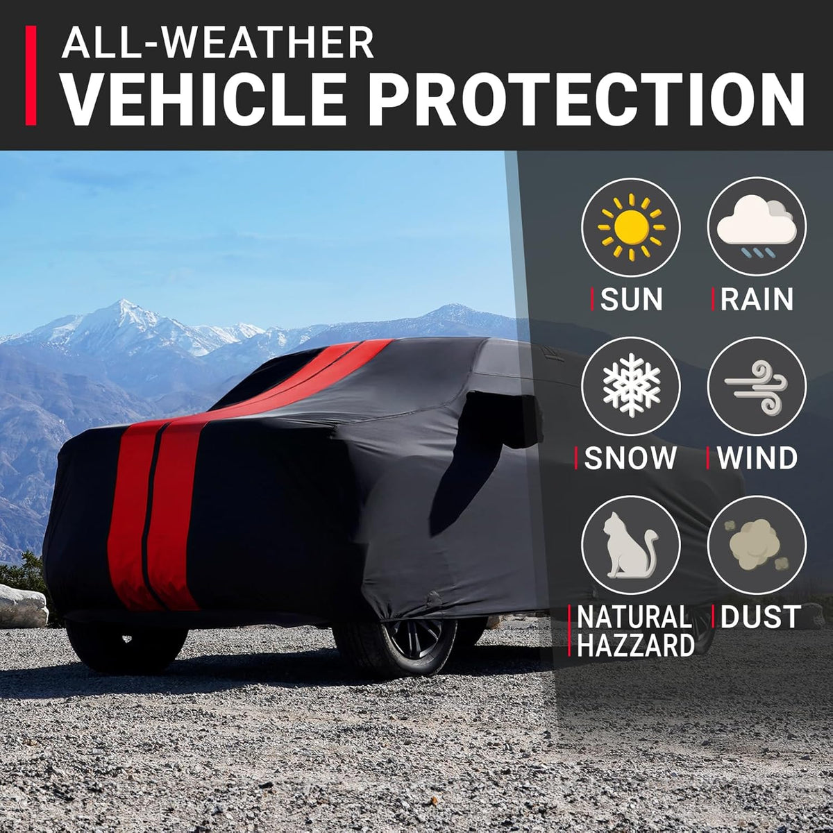 iCarCover 15-Layer Car Cover Waterproof All Weather | Premium Quality Car Covers for Automobiles, UV Protection, El Camino, Impala, Bel Air, Monte Carlo, Galaxie, Charger, Size C21 (See Size Chart) - Colors A