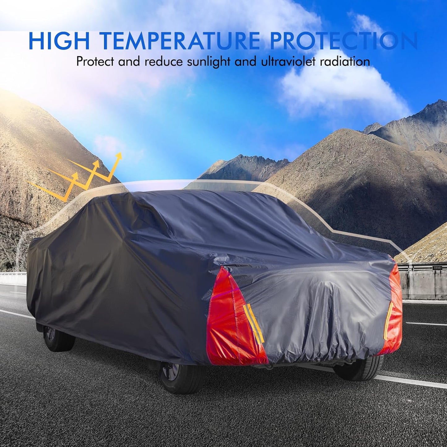 Car Cover Waterproof All Weather for Automobiles, 6 Layers Outdoor Full Exterior Cover Rain Sun UV Snowproof Protection with Zipper Cotton, Mirror Pocket for Sedan (190-195 inch)