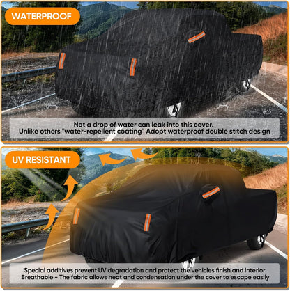 NEVERLAND Sedan Car Cover Waterproof Heavy Duty All Weather Protection Snow Anti-UV Windproof Outdoor Full Car Cover Fit for Automobiles BMW/Mercedes-Benz/Honda（for Car Size:183''L x 70''W x 59''H）