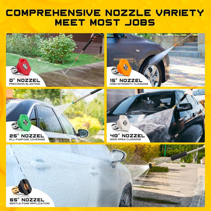 Foam Cannon Kit, 1L Bottle Snow Foam Cannon with 5 Pressure Washer Nozzle Tips, 1/4 Inch Quick Connector, Compatible with Gas Pressure Washers&Electric Pressure Washers