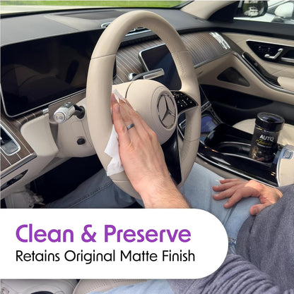 Wipex Auto Interior Car Cleaning Wipes - Plant Based Car Wipes - Lavender Essence, Safe for Vinyl, Rubber, Plastic, Leather, Chrome, Non-Greasy Matte Finish, UV Protectant, 40Ct Car Detailing Supplies