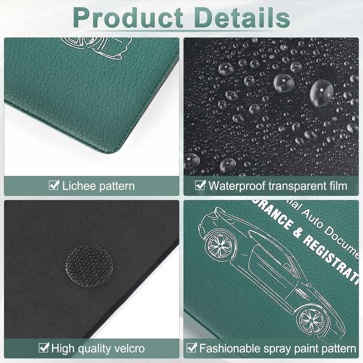UYYE Car Registration and Insurance Card Holder, Vehicle Glove Box Car Organizer, Interior Car Accessories for Documents, Cards, License - 2 Pack