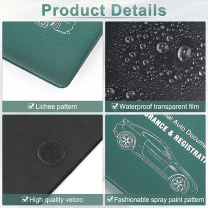 UYYE Car Registration and Insurance Card Holder, Vehicle Glove Box Car Organizer, Interior Car Accessories for Documents, Cards, License - 2 Pack