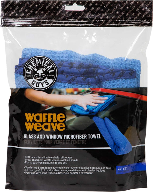 Chemical Guys Waffle Weave Gray Matter Microfiber Drying Towel - 25" x 36", Premium Blend Microfiber Towel with Soft-Banded Edging for Scratch-Free Car Drying, Ultra Absorbent