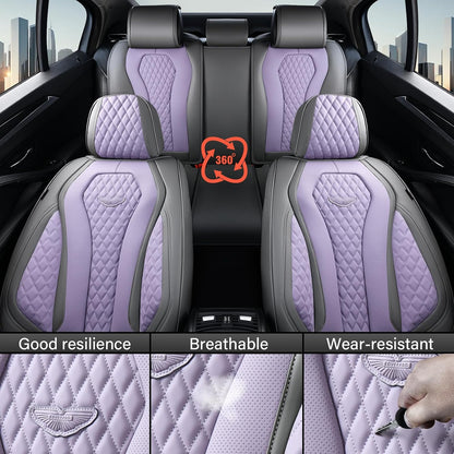 Coverado Seat Covers, Car Seat Covers Full Set, Black Car Seat Cover, Car Seat Covers Front Seats Back Seat Cover, Waterproof Car Seat Cushion, Leather Seat Covers Seat Protector Fit for Most Cars