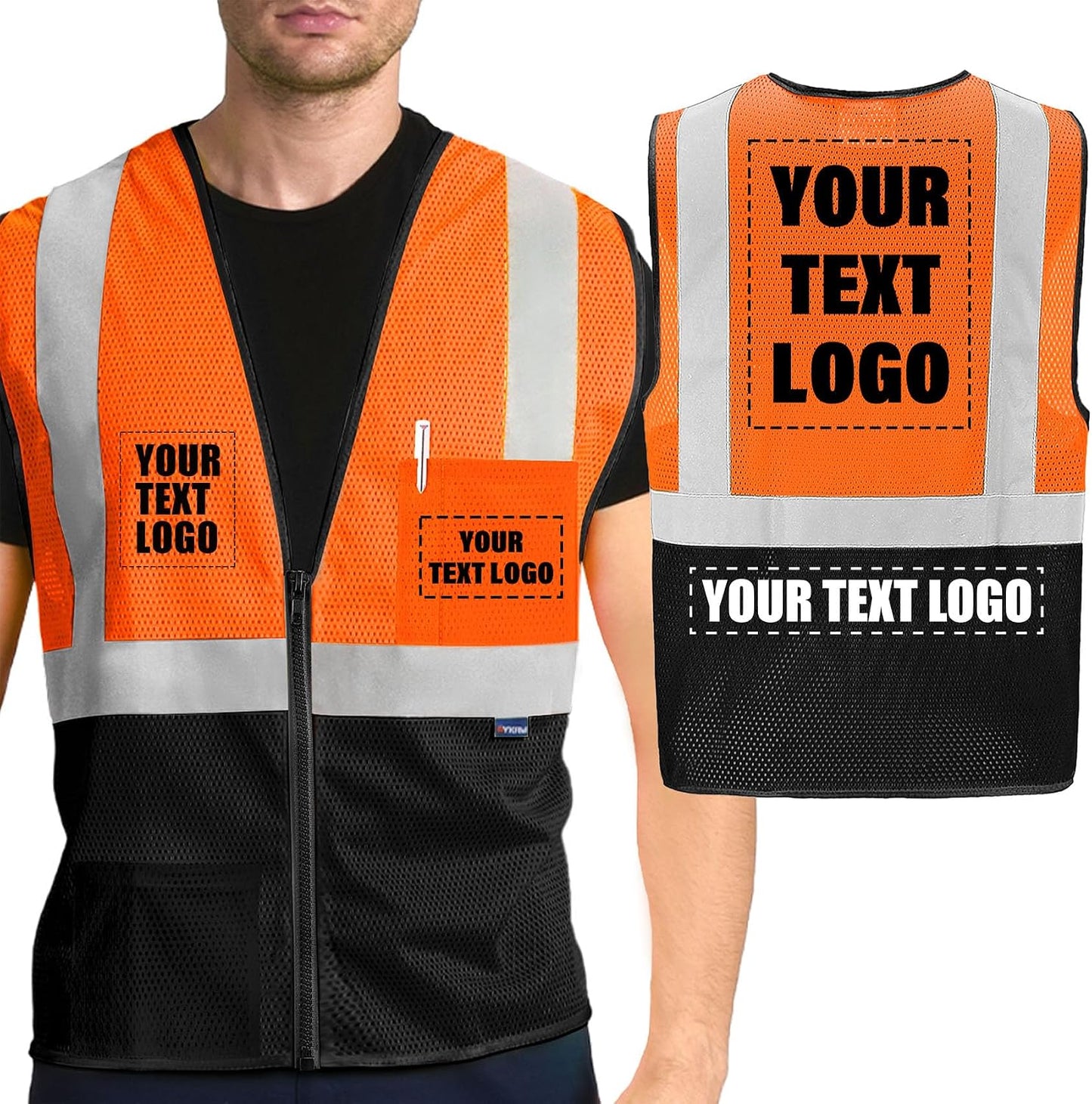 AYKRM 2 Pocket Mesh High Visibility Reflective Safety Vest for men & Women ANSI/ISEA 107 Standards