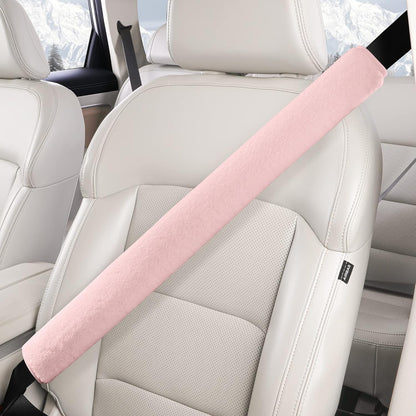 LACDL Extra Long Seatbelt Cover Super Soft Furry for Adults Kids Women & Men, Thick Plush Full Car Seat Belt Strap Cushion, Fluffy Shoulder Pad Protector, Auto Interior Accessories, 1pc, Black, 15.5in