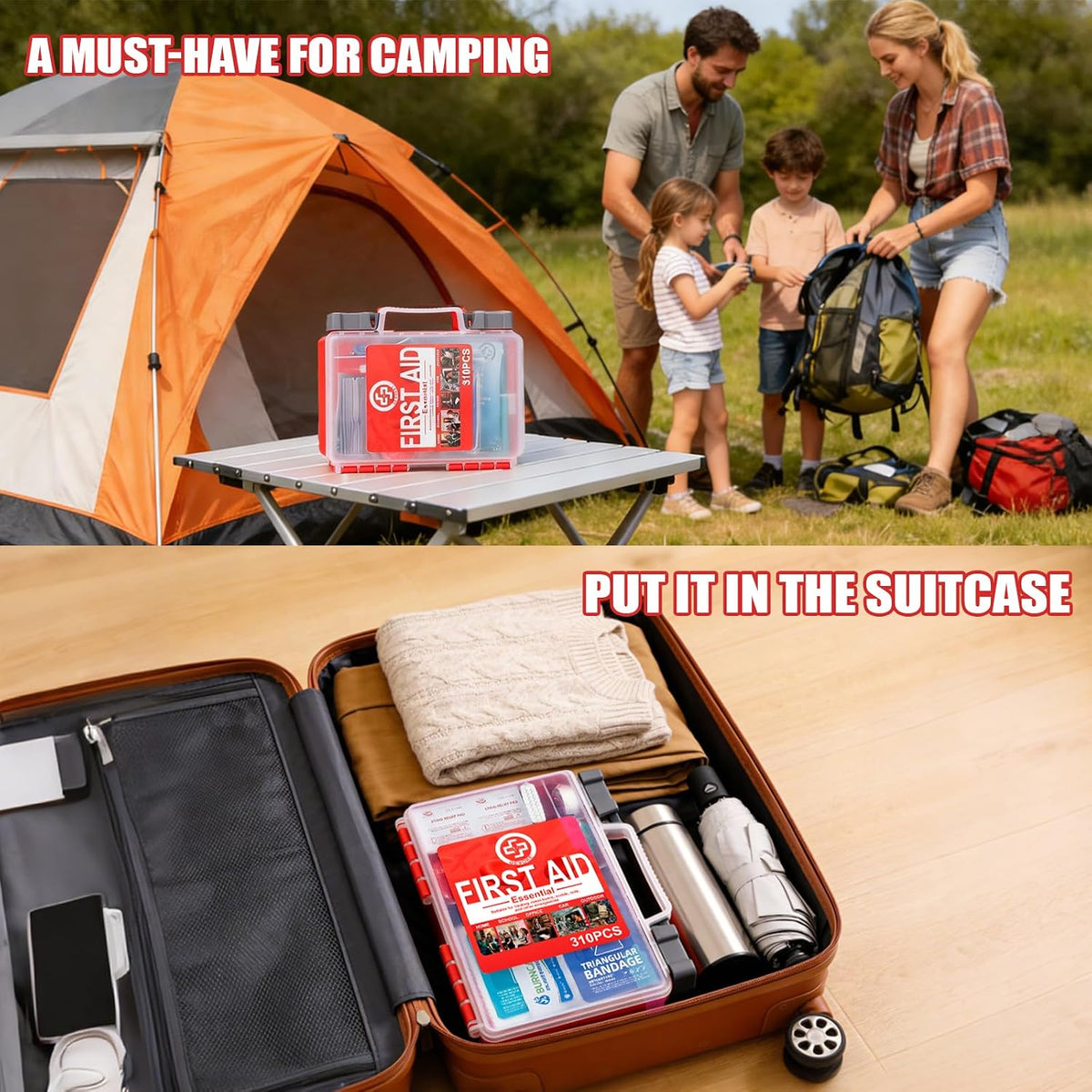Gevoke Professional First Aid Kit - 310 Piece HardCase Medical Kit for Home, Car, Camping, Travel, Hiking, Truck, Office, Sports, Vehicle & Outdoor Emergencies