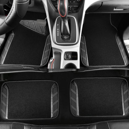 CAR PASS Air Mesh Leather Car Seat Covers Full Set, Waterproof Car Floor Mats, Sporty Steering Wheel Cover 14.5-15in, Universal Fits for 95% Cars Truck SUV (Black and Blue)