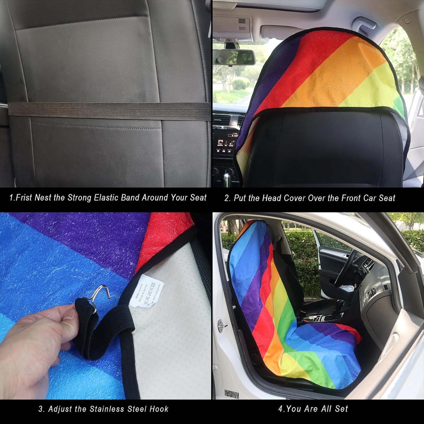 Car Seat Cover Protector Front Seats,for Gym Workout,Running,Swimming,Beach and Hiking,Waterproof Sweat Towel Bucket Seat Covers for Cars SUV Trucks (Black, 1Pcs)