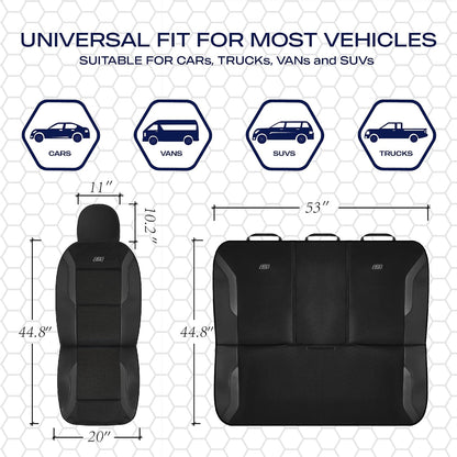 Skechers Memory Foam Seat Covers, Air Cool Mesh Thick Car Seat Covers, Car Seat Covers Front Seats Airbag Compatible, Universal Automotive Comfort for Most Cars, Vans, Trucks, SUV,Black