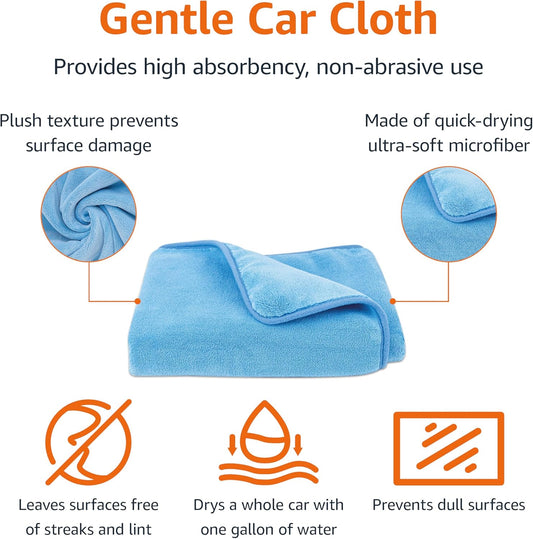 Amazon Basics Super Absorbent Microfiber Car Drying Towel, Streak-Free, Non-Abrasive, 36"L x 25"W, Gray