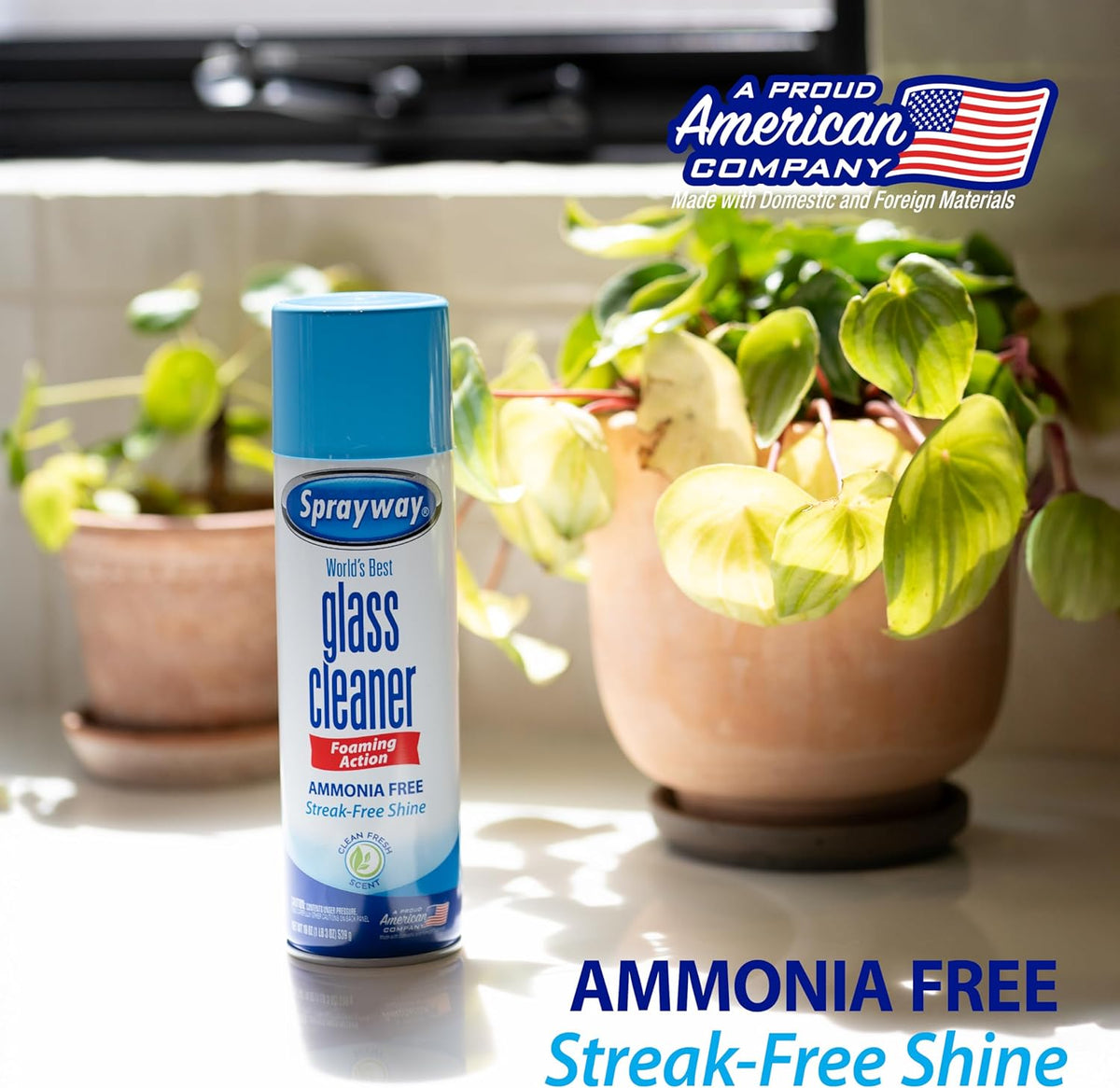 Sprayway Glass Cleaner Foaming Aerosol Spray, 19oz, Pack of 2 | Ammonia-Free, Streakless, Fast-Acting | Cleans & Polishes Glass Surfaces | Fresh Scent, Removes Fingerprints, Dust, Dirt, Smoke Film