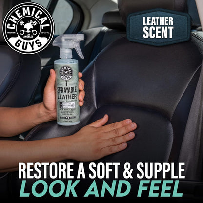 Chemical Guys Sprayable Leather Cleaner and Conditioner in One - Cleans, Conditions, and Protects Leather, Vinyl, Faux & More, Safe for Cars, Furniture & Apparel - 16 oz