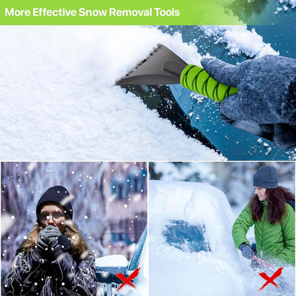 OUSHASAA 27" Snow Brush and Ice Scrapers for Car Windshield 2 Pack |Scratch-Free Bristle Head PVC Snow Brush & Foam Grip Window Snow Scraper Snow Removal Tool with Aluminum Body for Truck, SUV,Purple