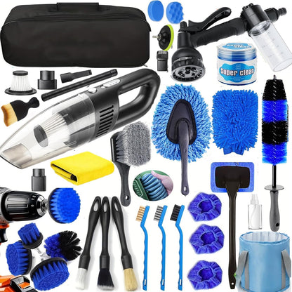 26Pcs Car Detailing Kit, Car Detailing Brush Set, Auto Detailing Drill Brush Set, Car Detailing Brushes, Car Wash Kit, Car Accessories For Men, Car Cleaning Tools Kit for Interior, Exterior, Wheels