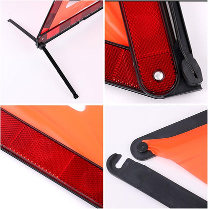 KAFEEK Reflective Warning Triangle for Vehicles, Emergency Warning Triangle Roadside Safety Triangle Kits, Day and Night Visibility for Car Breakdowns, Accidents, Fog Rain, 3-Pack