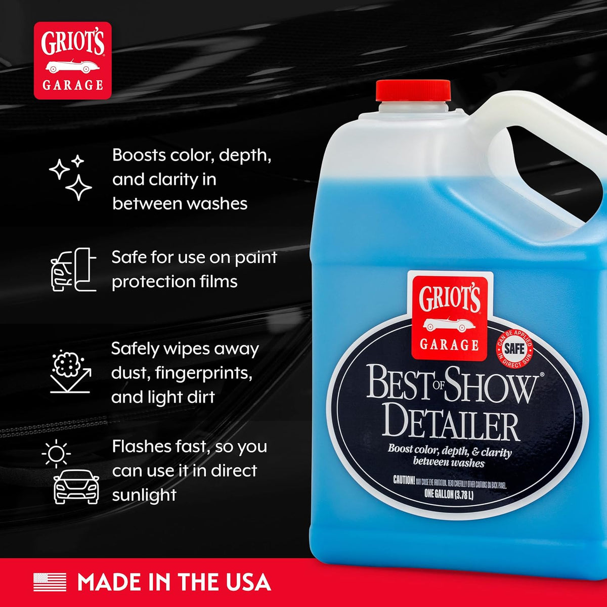 Griot's Garage Best of Show Detailer for Car Detailing, Wipes Away Dust, Fingerprints, and Light Dirt, Improves Paint Gloss and Color Between Washes, 10980, 22oz
