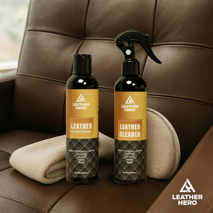 Leather Cleaner and Conditioner Kit – 4-Piece Set with Best Leather Cleaner for Couches, Sofas, Chairs, Furniture, and Car Interiors