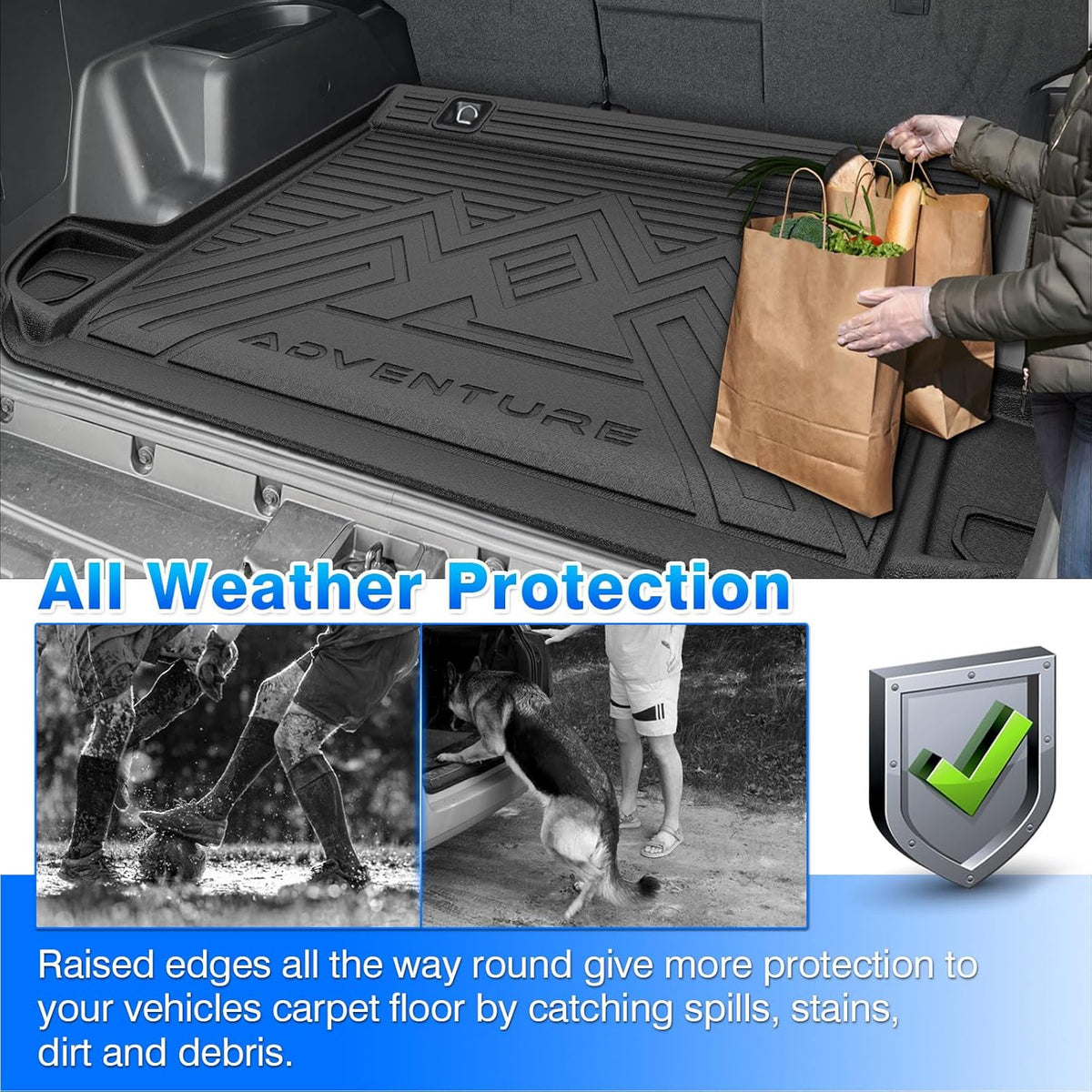 Rav4 Cargo Liner - Trunk Mat for Toyota RAV4 2019-2024 2025, All Weather Cargo Mat for rav4 Accessories, Heavy Duty (Fit for All Models)