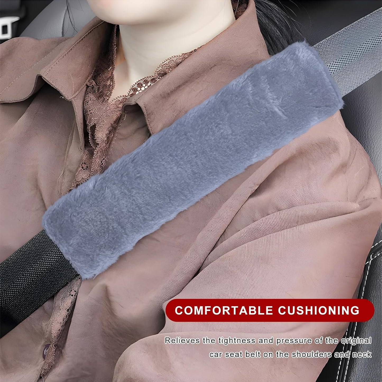 Sun Walker 2PCS Seat Belt Shoulder Pads, Fluffy Soft Plush Auto Seat Belt Pads for Protecting Your Neck & Shoulder, Comfortable Seatbelt Cover Warm Protective Cushion for Most Cars (Purple)