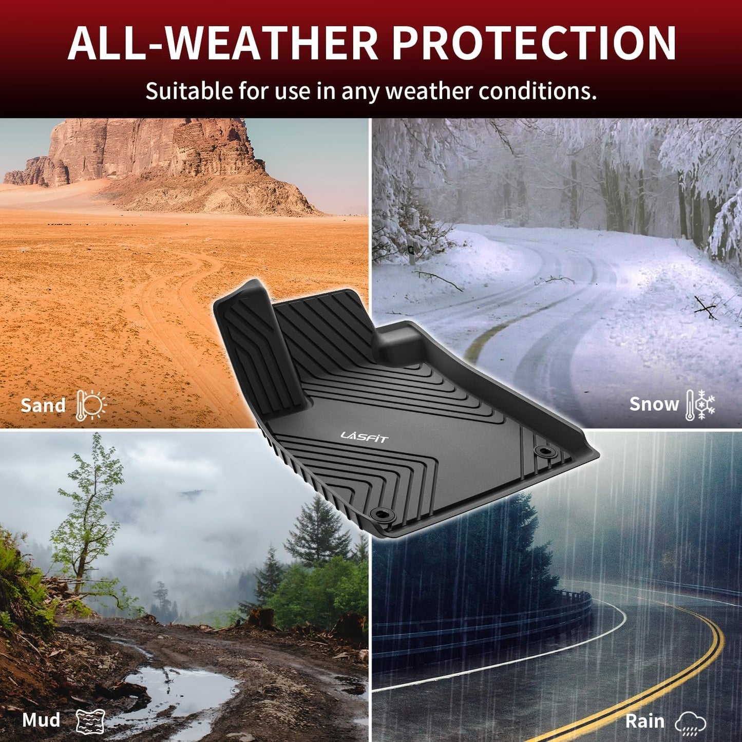LASFIT Full Set Floor Mats for Honda CR-V 2026 2025 2024 2023 (Gasoline & Hybrid & e:FCEV), All Weather TPE Custom Fit Floor Liners 1st & 2nd Row & Seat Back Mat & Cargo Mat (Upper Position)
