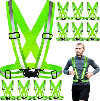 PeerBasics Safety Vests 10 Pack - Yellow Reflective High Visibility, Hi Vis Silver Strip, Men Women, Work, Cycling, Runner, Surveyor, Volunteer, Crossing Guard, Road, Construction, Neon (Mesh, 10)