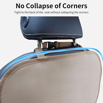 Kick Mat Back Seat Protector Waterproof Leather Car Seat Back Organizers Cover with 3 Storage Pockets for Kids Pets SUV Sedan Minivan Truck Car Travel Accessories (Black 2-Pack)