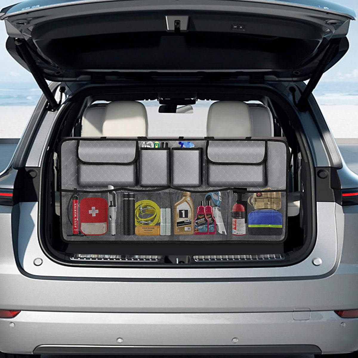 Car Trunk Organizer and Storage, Large Capacity Backseat Hanging Storage Accessories, Backseat Car Organizer for SUV/MPV/Truck (Black)