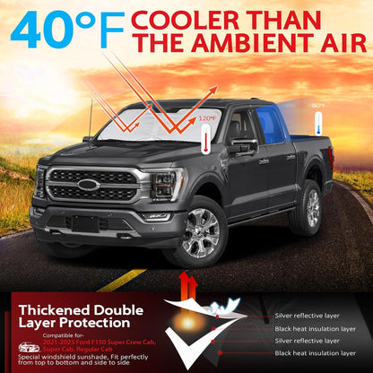 KAYZT Windshield Sun Shade for 2019-2025 2026 Chevy Silverado 1500 /GMC Sierra 1500 2500HD 3500HD Foldable Sunshade Front Window Custom Fit Car Accessories - Colors C